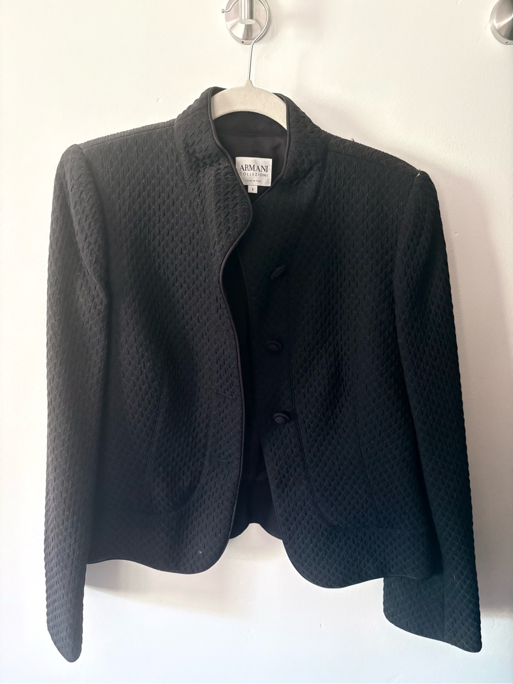Armani Collezioni Navy Quilted Stand-Collar Jacket